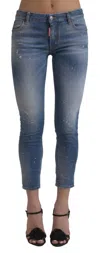 Dsquared2 Dsqua² Mid Waist Cropped Twiggy Women's Jeans In Blue