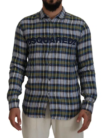 Dsquared2 Dsqua² Multi Checke Casual Men Long Sleeves Men's Shirt
