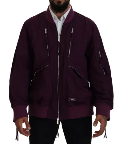 Dsquared2 Dsqua² Polyester Full Zipper Bomber Men's Jacket In Purple