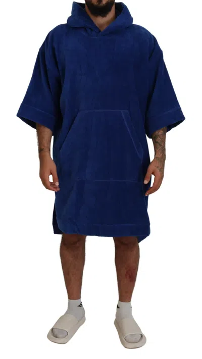Dsquared2 Dsqua² Poncho Men Hooded Beachwear Changing Men's Robe In Blue