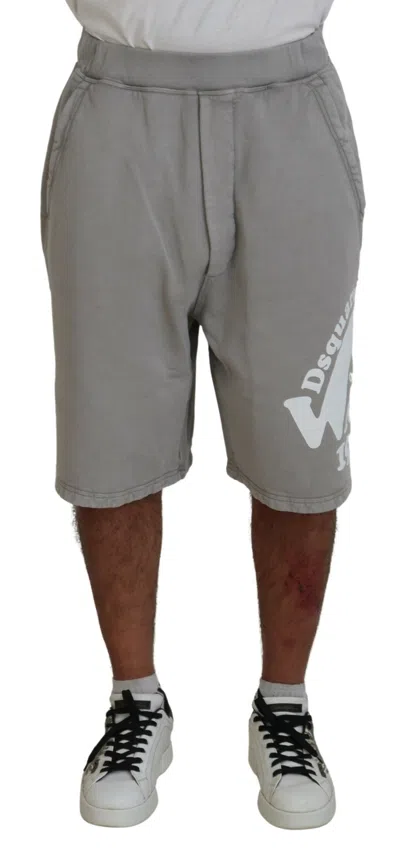 Dsquared2 Dsqua² Printed Pull On Men Casual Bermuda Men's Shorts In Grey