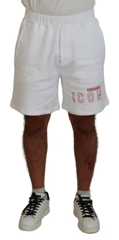 Dsquared2 Dsqua² Printed Pull On Men Casual Bermuda Men's Shorts In White