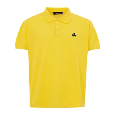 Dsquared2 Dsqua² Sleek Cotton Sunshine Polo Men's Shirt In Yellow