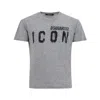 Dsquared2 White Crewneck T-shirt With Maxi Logo Print On The Front In Cotton Man In Grey