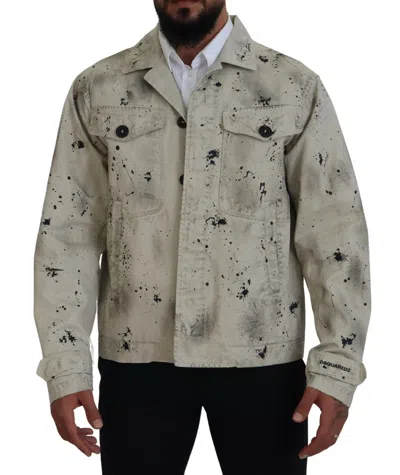 DSQUARED2 DSQUA² SPLASH PRINT CASUAL BLUE MEN'S JACKET