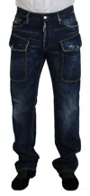Dsquared2 Dsqua² Washed Cotton Cargo Casual Men Men's Jeans In Blue