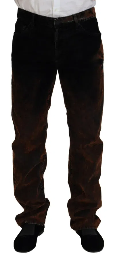 Dsquared2 Dsqua² Washed Cotton Straight Fit Casual Blue Men's Jeans In Black