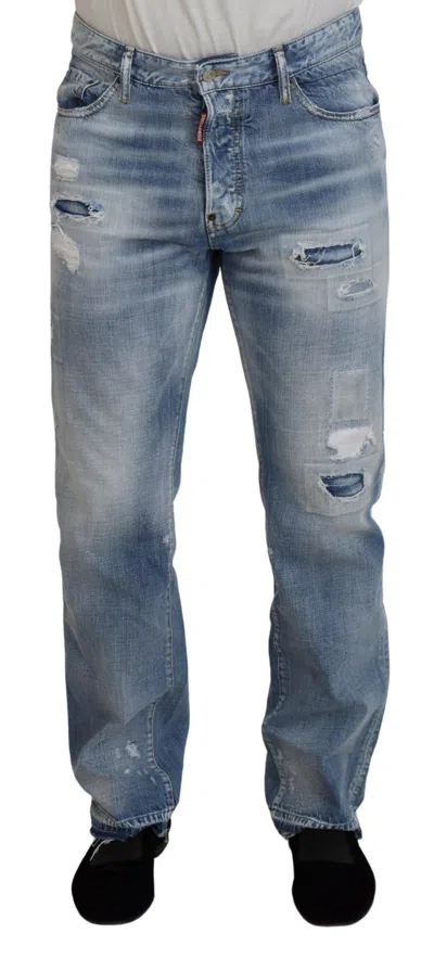 Dsquared2 Dsqua² Washed Straight Fit Men Casual Men's Jeans In Blue