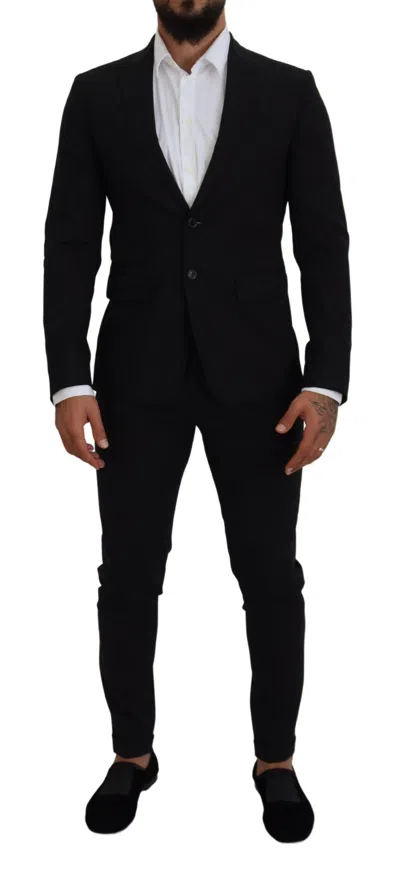 Dsquared2 Dsqua² Wool Single Breasted 2 Piece London Men's Suit In Black