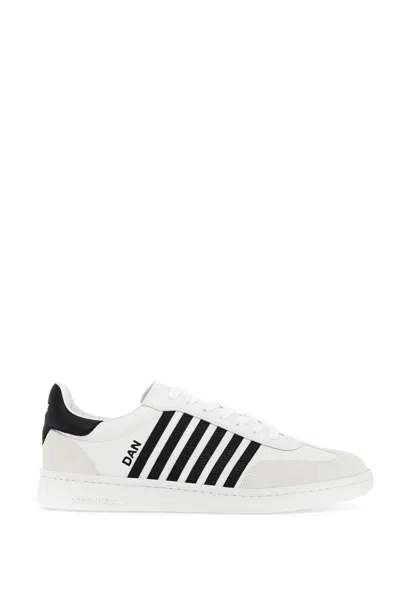 Dsquared2 White And Black Low Top Sneakers With Contrasting Bands