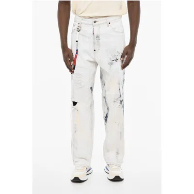Dsquared2 Acid Wash Effect Distressed Jeans In White