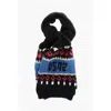 Dsquared2 Alpaca Blend Scarf With Fairisle Motif In Black