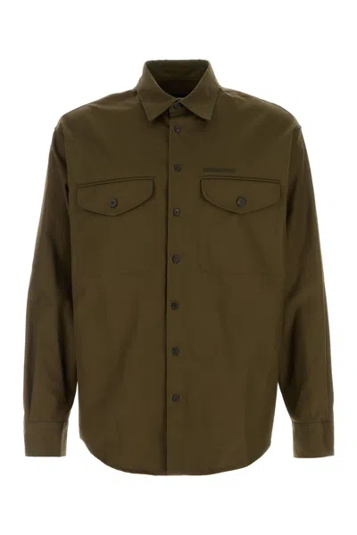 DSQUARED2 CAMICIA IN COTONE VERDE MILITARE  UOMO