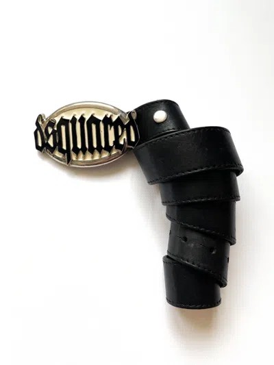 Pre-owned Dsquared2 Dsquared Belt Avantgarde Buckle Logo Gothic Spell Out In White
