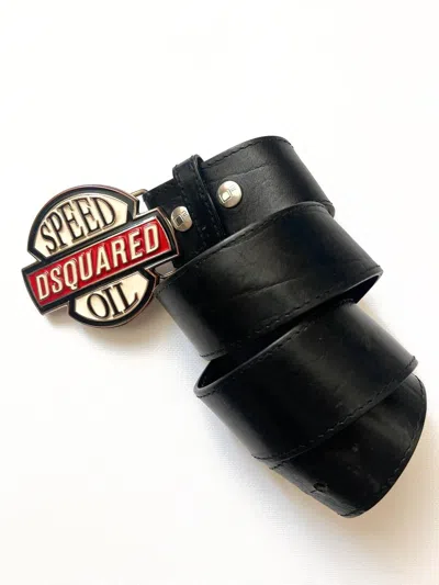 Pre-owned Dsquared2 Dsquared Belt Big Buckle Logo Gothic  Speed Oil In White
