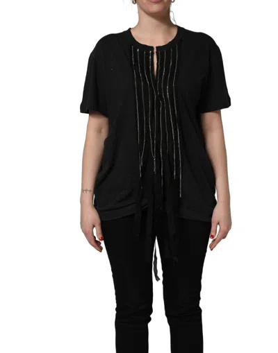 Dsquared2 Black Chain Embellished Cotton Short Sleeve T-shirt