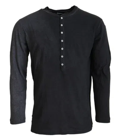 Dsquared2 Dsquared² Black Cotton Linen Long Sleeves Pullover Men's Sweater In Multi
