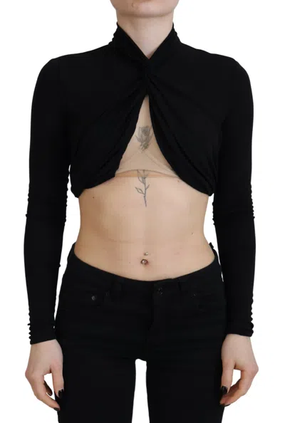 Pre-owned Dsquared2 Dsquared² Black Cut Out Viscose Cropped Long Sleeves Women's Top ()