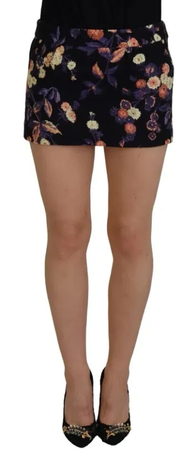 Pre-owned Dsquared2 Dsquared² Black Floral Embroidery Mid Waist A-line Mini Women's Skirt ()