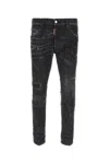 Dsquared2 Slim-fit Distressed Black Jeans With Paint Splatter Accents In Black