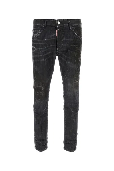 Dsquared2 Dsquared Black Stretch Denim Skater Jeans In Multi