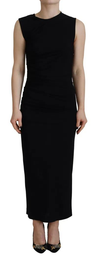 Pre-owned Dsquared2 Dsquared² Black Viscose Sleeveless Ruched Maxi Women's Dress ()
