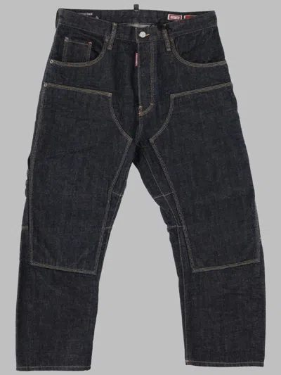 Dsquared2 Kawaii Relaxed Fit Cropped Patch Pocket Cotton Jeans In Blue