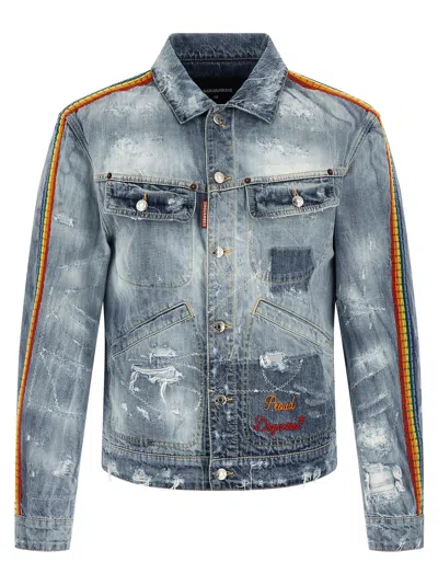 Dsquared2 Dsquared² Blue Cotton Denim Men's Jacket In Gray