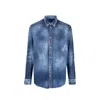 Dsquared2 Light Blue Jacket With Classic Collar And Logo Patch On The Front In Denim Man In Blue