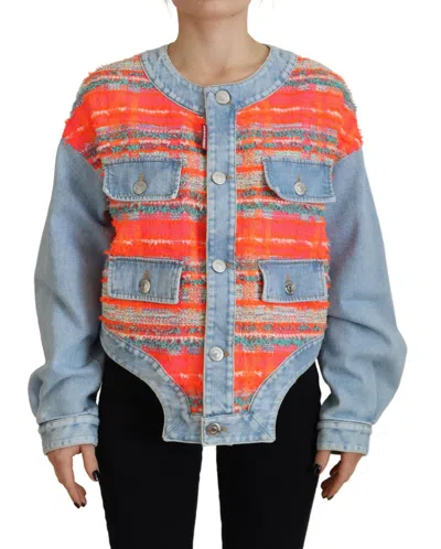 Pre-owned Dsquared2 Dsquared² Blue Panelled Button Front Blue Women's Jacket () In Orange