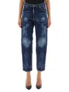 Dsquared2 Dsquared Cropped Button Closure Jeans In Blue