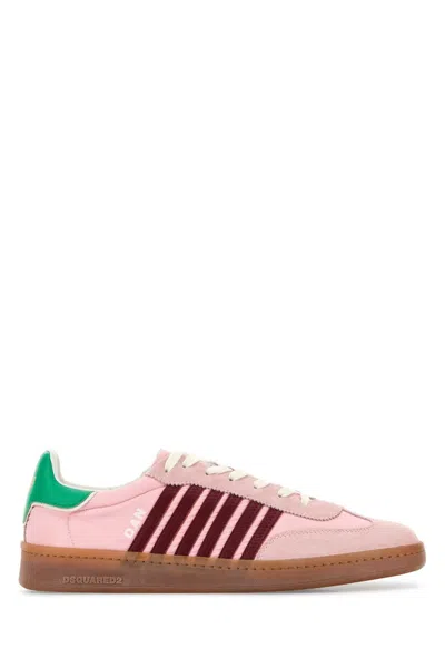 Dsquared2 Dsquared Boxer Sneaker In Nylon With Leather Details In Pink
