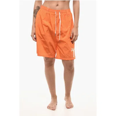 DSQUARED2 DSQUARED² BOXER SWIMSUIT WITH DRAWSTRINGS AND LOGO MEN'S PRINT