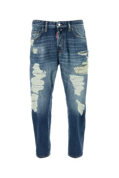 Dsquared2 Distressed Cotton Denim Jeans In Blue