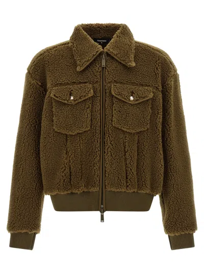 DSQUARED2 DSQUARED² BROWN POLYESTER FULL-LENGTH MEN'S JACKET