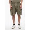 Dsquared2 Brushed Cotton Cargo Shorts With Rope Drawstring In Green