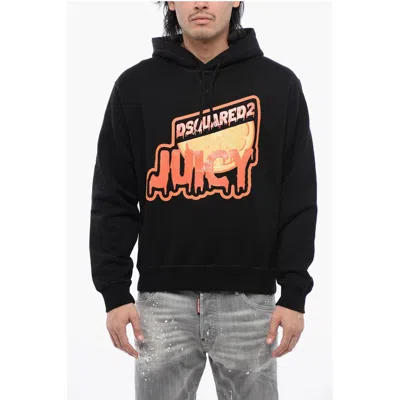 Dsquared2 Dsquared² Brushed Cotton D2 Juicy Cool Fit Men's Hoodie In Black