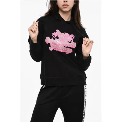 Dsquared2 Brushed Cotton Hoodie With Glittered Print