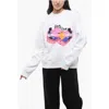 Dsquared2 Brushed Cotton Spray Sunset Crew Neck Sweatshirt In White