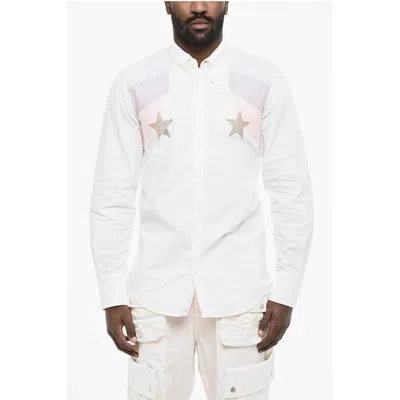 Dsquared2 Button Down Cotton Shirt With Rhinestone Stars