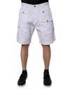 Dsquared2 White Bermuda With Asymmetric Cargo Pockets And Belt Loops In White