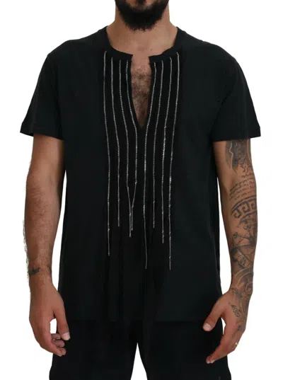Pre-owned Dsquared2 Dsquared² Chain Embellished Cotton Short Sleeve Men's T-shirt () In Black