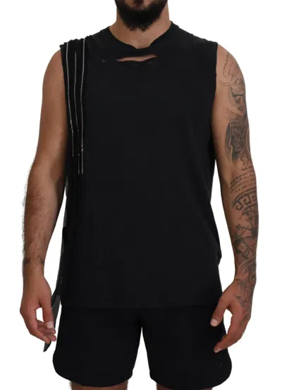 Pre-owned Dsquared2 Dsquared² Chain Embellished Sleeveless Men Tank Men's T-shirt () In Black