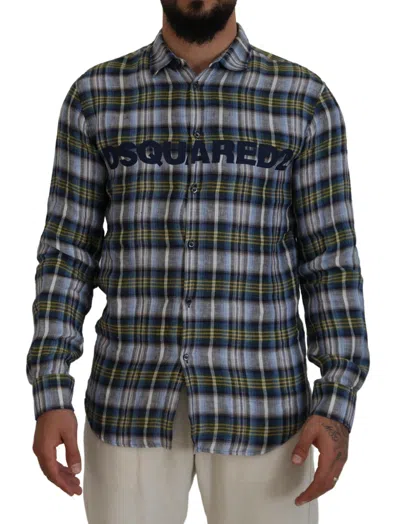 Pre-owned Dsquared2 Dsquared² Checkered Casual Men Long Sleeves Men's Shirt () In Multi