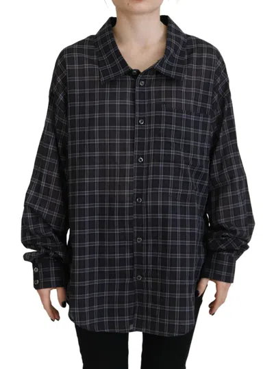 Pre-owned Dsquared2 Dsquared² Checkered Collared Button Long Sleeves Women's Shirt () In Black