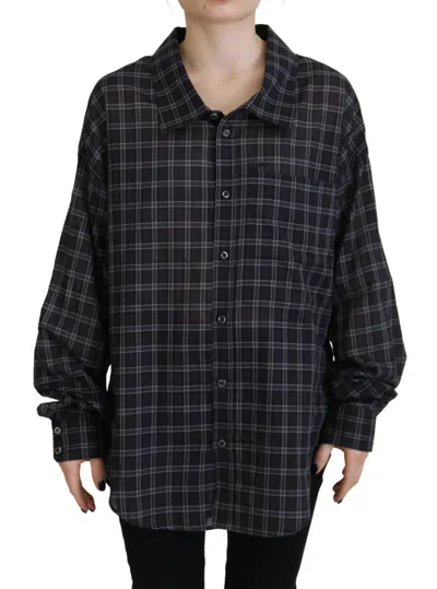 Pre-owned Dsquared2 Dsquared² Checkered Collared Button Long Sleeves Women's Shirt () In Black