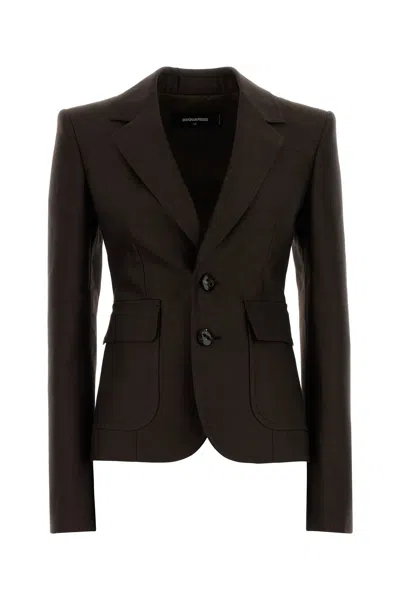 Dsquared2 Dsquared Chocolate Wool Blend Bianca Blazer In Brown