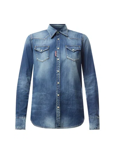 Dsquared2 Dsquared Classic Western Shirt In Navy Blue