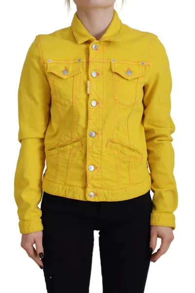 Pre-owned Dsquared2 Dsquared² Collared Long Sleeves Blue Women's Jacket () In Yellow