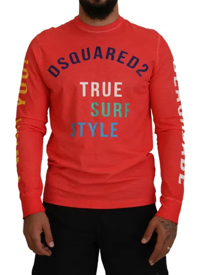 Pre-owned Dsquared2 Dsquared² Colorful Print Long Sleeves Top Men's T-shirt () In Orange